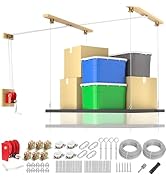 TooTaci Overhead Garage Storage Lift with 3/16 Steel Cable & Winch, Heavy Duty Ceiling Mounted Ga...