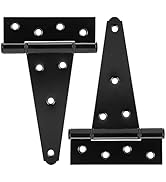 HILLMASTER 6 Inch T-Strap Heavy Duty Shed Door Hinges Gate Strap Hinges Black Tee Hinge Wrought H...