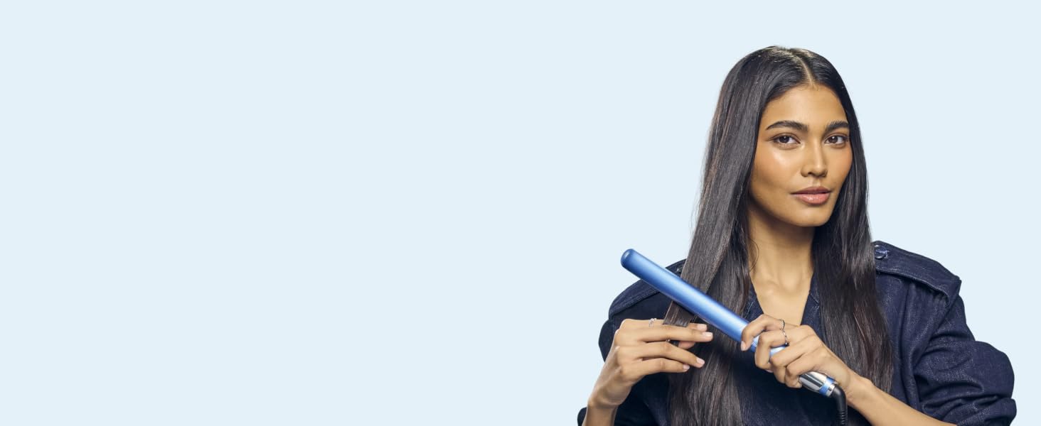 Woman with straightener