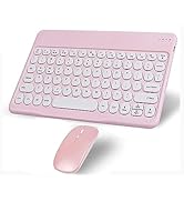 Wireless Bluetooth Keyboard and Mouse Combo Pink Portable Small Slim Typewriter Compact Ergonomic...