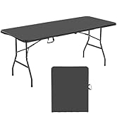 VEVOR Folding Table, Heavy Duty Portable Fold-in-Half Utility Table, Indoor Outdoor Plastic Recta...