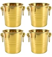 4 Pcs Stainless Steel Champagne Bucket, 3 Qt Double Wall Ice Bucket with Handles, Metal Wine Chil...