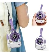 VanSmaGo Mini Portable Fan, 5 Speeds Strong Airflow Handheld Desk Suspension Turbo Fan with LED D...