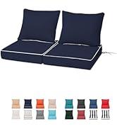 Outdoor Chair Cushions 2 Set, 22 x 22 x 4IN, Patio Deep Seat Cushion for Patio Furniture, Waterpr...