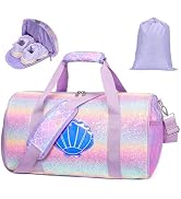 BrainyBees Kids Travel Duffle Bag - Girls Weekender Bag for 3-8 Year Olds with Adjustable Padded ...