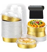 LNYZQUS 8oz Small Pie Tins Disposable Muffin Pans With Lids 50 Pack, Aluminum Foil Mini Pie Plate...