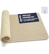 QiCaiJia Non Slip Shower Mat Bathtub Mat 16x24 Inch, Quick Dry Bath Mat with Drain, Soft PVC Imit...