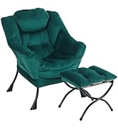 LITA Lazy Chair with Ottoman, Modern Accent Leisure Upholstered Sofa Chair, Contemporary Lounge R...