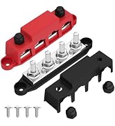 Joinfworld 250A 12V Bus Bar 3/8" Power Distribution Block 4 Studs Junction Block Automotive Marin...