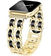 JR.DM Gold Watch Bands for Women Compatible with Apple Watch Band Leather 38mm 40mm 41mm 42mm (S1...