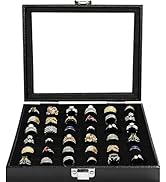 OSPNIEEK Ring Jewelry Organizer Box, 36 Slots Rings Display Storage Case Earring Showcase - Black...