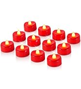 Raycare Red LED Tea Lights Battery Operated, 200+Hour Flickering Votive Candles,Realistic Fake Fl...