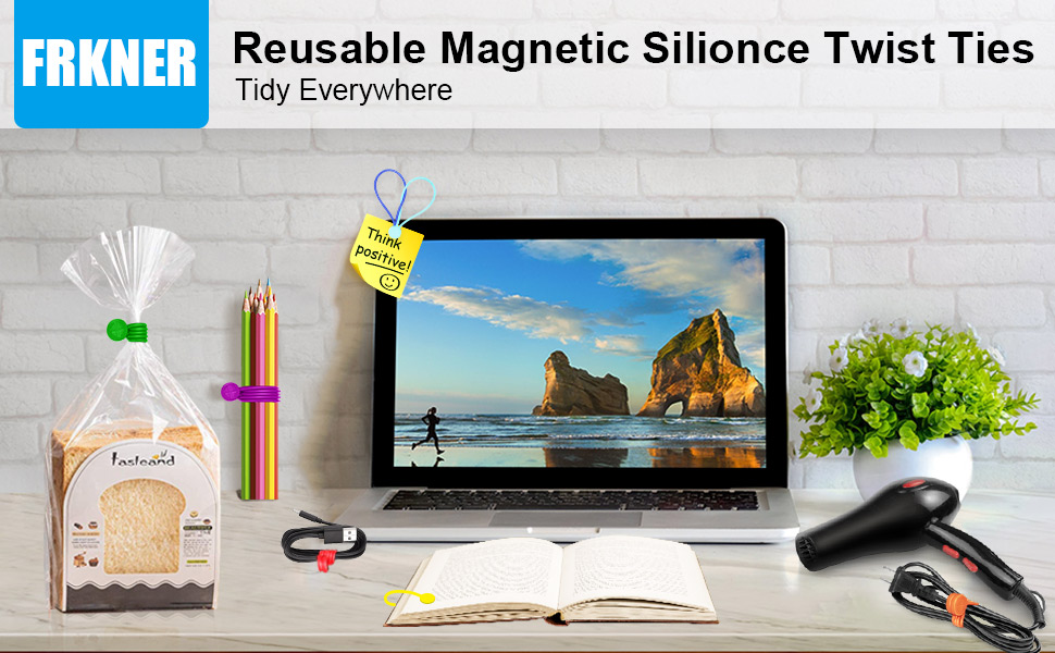 Reusable Magnetic Twist Ties,Silicone Fridge Magnets,Cable Straps with Strong Magnet for Organizing