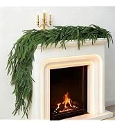 9Ft Christmas Garland, Real Touch Norfolk Pine Garland Realistic Christmas Artificial Garlands Fa...