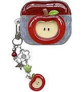 SGVAHY for AirPods 4 Case with Keychain Cute 3D Red Apple Pattern Design Soft Silicone Cover for ...