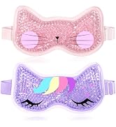 2PCS Adorable Cooling Eye Mask Gel Eye Mask, Reusable Hot Cold Therapy Cold Eye mask for Post Sur...