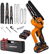 8-Inch Mini Chainsaw Cordless with 2×4.0AH Batteries - Electric Chain Saw Handheld for Tree Trimm...
