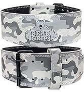 Bear Grips Double Prong Leather 5mm Weight Lifting Belt, Uniform 4 Inch Wide Weightlifting Belt, ...