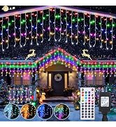 Joomer RGB Christmas Icicle Lights, 35Ft Color Changing Christmas Lights Outdoor RGB Icicle Strin...