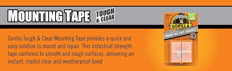 Gorilla Double sided tough crystal clear mounting tape squares