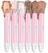HHLTOH 6Pcs Cream Eyeshadow Stick Set for Mature Skin, Neutral Nude Shimmer Matte Eye Shadow, Wat...