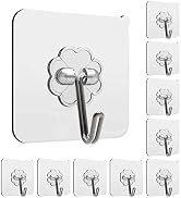 HOOOOXEZ Adhesive Wall Hooks for Hanging Heavy Duty 13lbs, No Damage Wall Hangers for Kitchen Bat...
