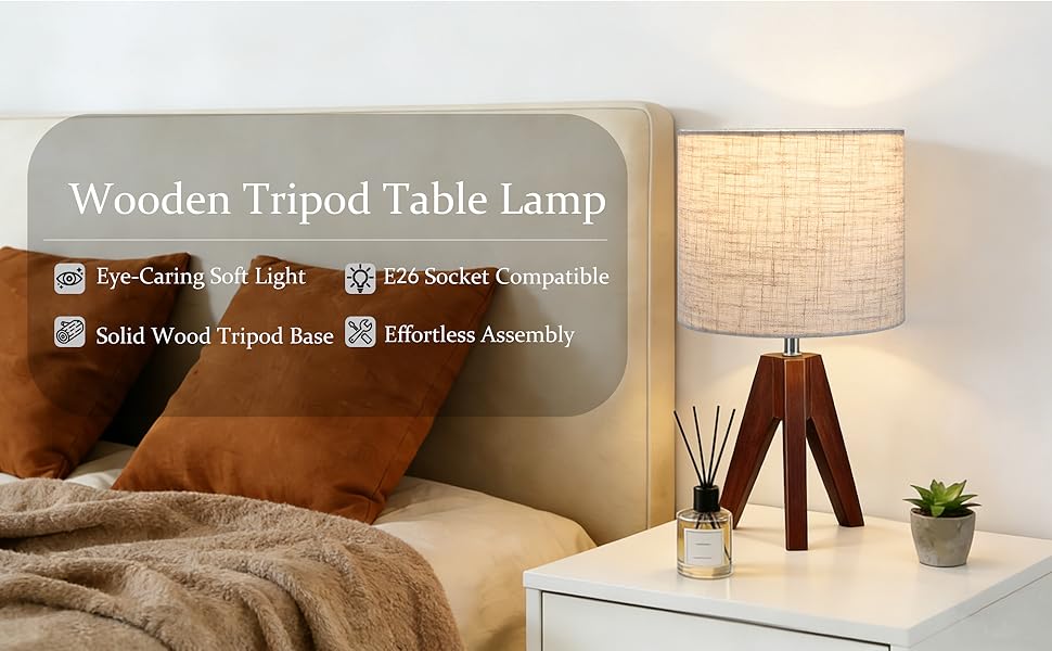 wooden tripod table lamp