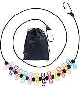HAOYINEER Retractable Portable Travel Clothesline, Clothing Line with 12 Clothes Clips for Indoor...