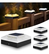 vighep 4 Pack Solar Post Cap Lights Outdoor – 4x4 Fence Post Light with 3 Color Modes, Waterproof...