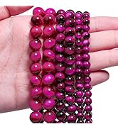 Song Xi 60PCS 6mm Rose Pink Tiger Eye Gemstone Beads for Jewelry Making, Round Smooth Glass Beads...