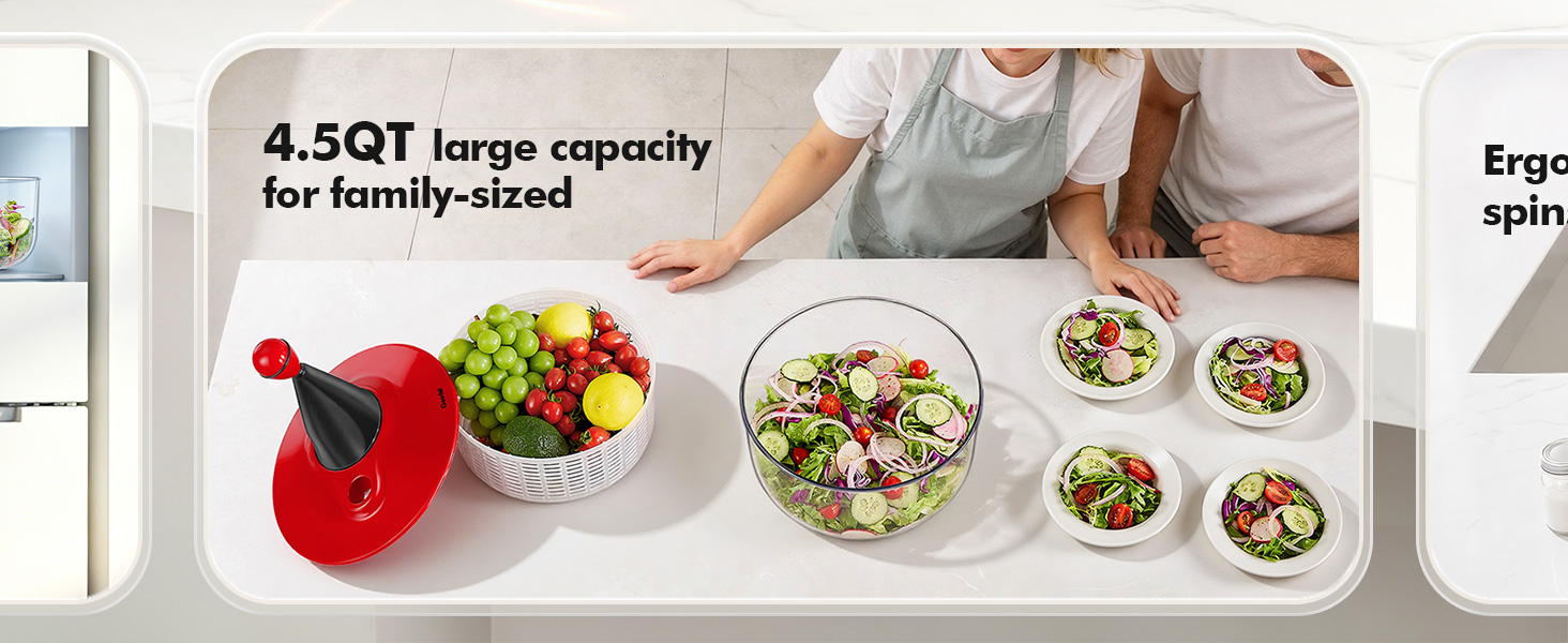 salad spinner lettuce spinner large capacity family sized