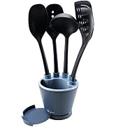 Empava Crock Sets with 5 Pieces Kitchen Utensil with Spoon Rest, Ladle, Spaghetti Spoon, Slotted ...