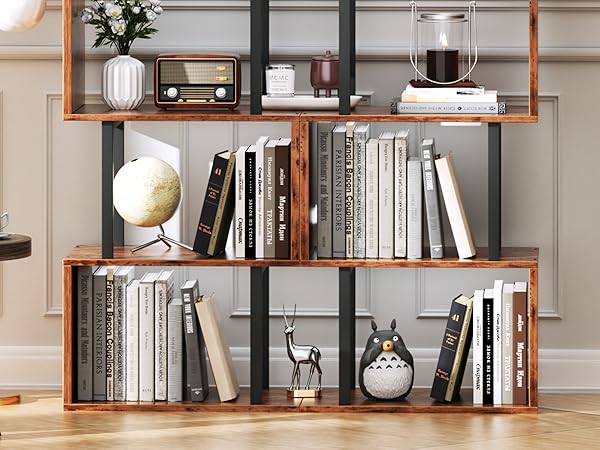rustic tall bookshelf and room divider shelf