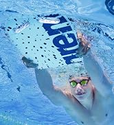 athlete using arena swim kickboard in the pool wearign arena swim goggles under water