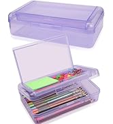 1 PCS Pencil Box,Double Layer Large Capacity Pencil Box,Hard Pencil Case with Snap-tight Lid, Pla...