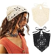 DRESHOW Floral Crochet Hair Bandana Tie Knotted Headscarf Vintage Headband Knitted Head Kerchief ...