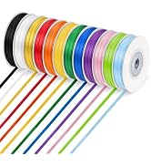 BLISSIQUEE Rainbow Ribbon Pack 12 Color, 1/8 Inch Thin Ribbon 328 Yards, Double Face Satin Ribbon...