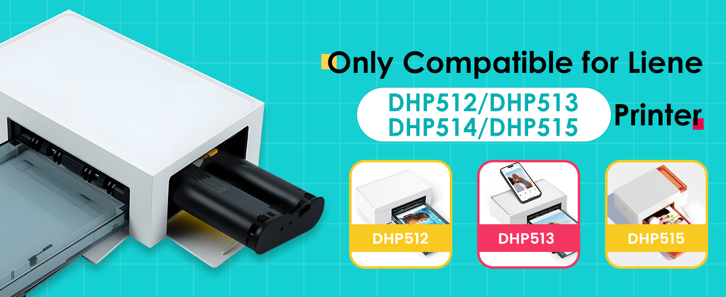 Compatible with Liene Amber M100/M200 4" x 6" 80 Sheets Photo Paper 2 Ink Cartridge Refill