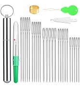 Fteven Embroidery Needles, 25PCS Large Eye Sewing Needles, 5 Size Hand Sewing Needles with Alumin...