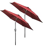 HealSmart 7.5ft Patio Umbrella with Push Button Tilt/Crank, Outdoor Table Market Yard Umbrella, 6...