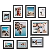 Giftgarden Multi Black Picture Frames with Mat for Multiple Sizes Photos, Four 4x6, Four 5x7, Two...