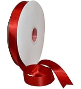 Morex Ribbon 08822/00-250 Double Face Satin Ribbon 7/8" X 100 YD Red Ribbon for Gift Wrapping, Bi...