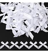 Sentoyou Mini Satin Ribbon Bows - Small White Bow for Christmas Birthday Party Decorations Sewing...