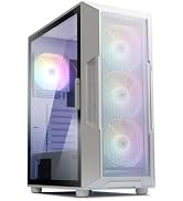 Zalman i3 Neo ATX Mid-Tower RGB Gaming PC Desktop Computer Case, White | 4x Fixed RGB Fans, High ...