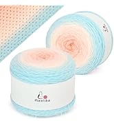 Aeelike Ombré Yarn for Crocheting, 2 PCS Colorful Gradient Yarn #4 Medium, Each 190g(6.7 oz) 400m...