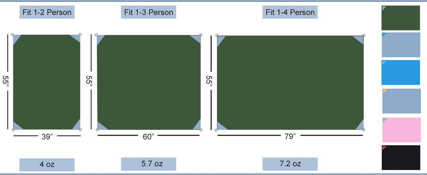 product size, weight, color