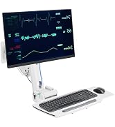 MED2H Heavy Duty Medical Wall Mount Workstation with Folding Keyboard Tray and Sliding Mouse Pad ...