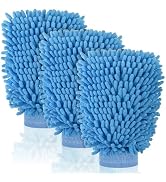 3 Pack Chenille Microfiber Car Wash Mitt, 7" x 9.6" Car Washing Mitts, Home Dusting Gloves, Scrat...