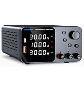 DC Power Supply, 30V 10A Bench Power Supply with Encoder Adjustment, 5V/3.6A USB&Type-C Quick-Cha...