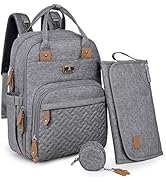Diaper Bag Backpack with Portable Changing Pad, Pacifier Case and Stroller Straps, Dikaslon Large...